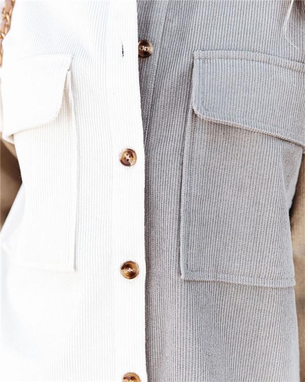 Cardigan contrast color lapel loose blouse