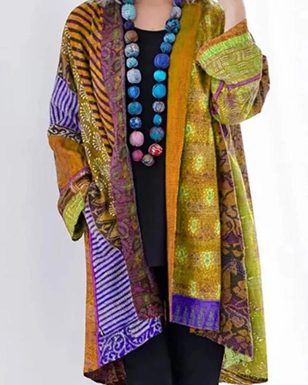 Long Sleeve Collarless Pockets Coats