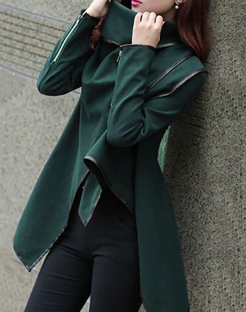 Long Sleeve Shawl Collar Piping Coat