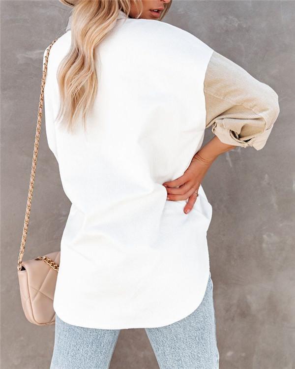 Cardigan contrast color lapel loose blouse