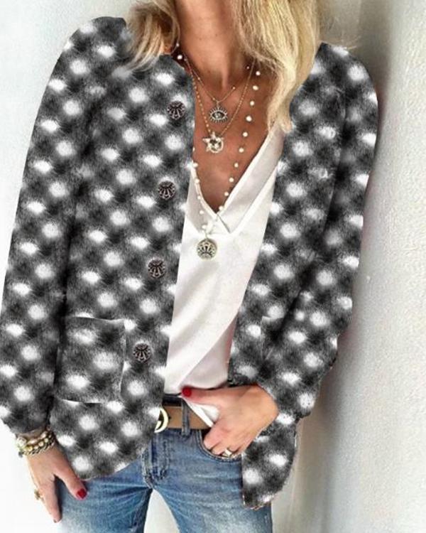 Lattice Woolen Cardigan Outerwear