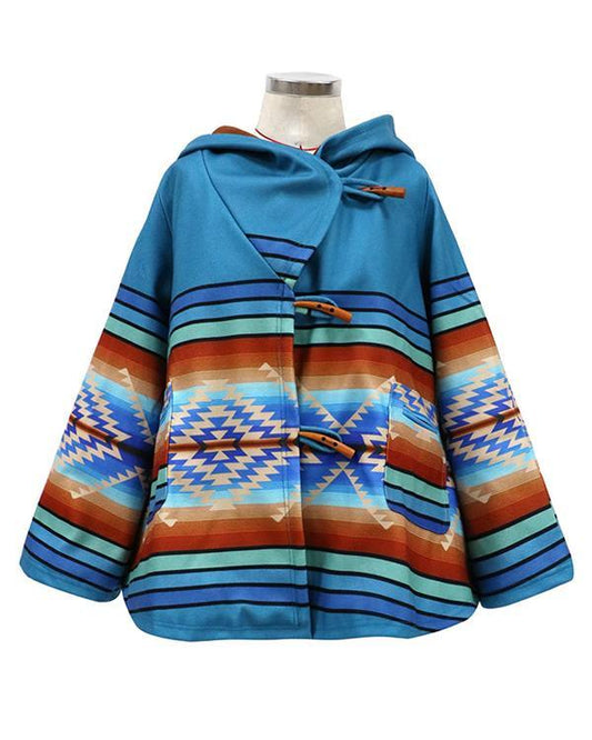 Horn Button Asymmetric A-Line Mid-Length Hooded Overcoat