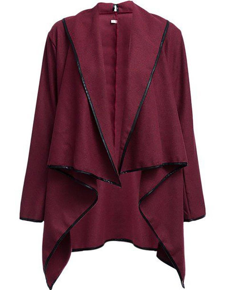Long Sleeve Shawl Collar Piping Coat