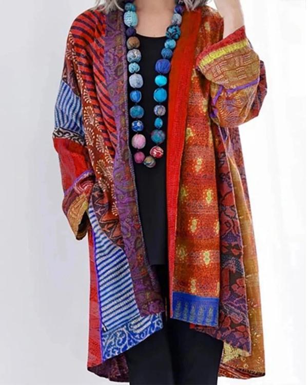 Long Sleeve Collarless Pockets Coats