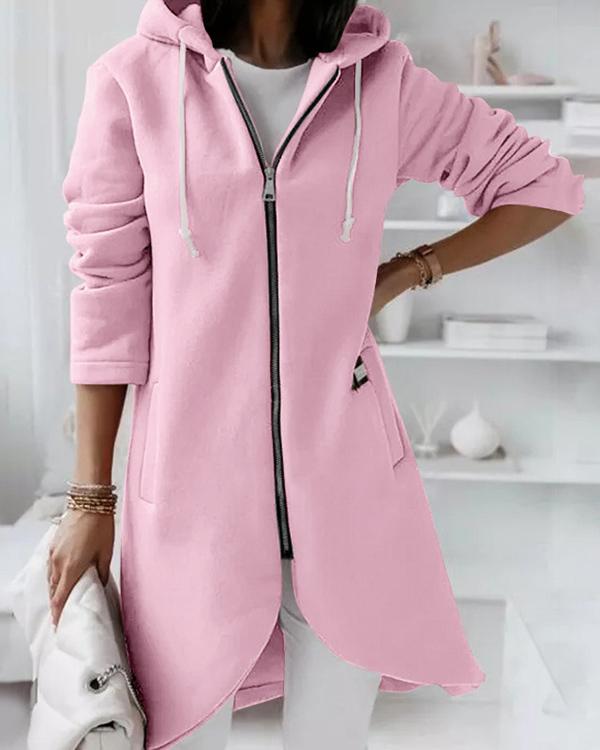 Hooded Zipper Fleece Sweatshirt