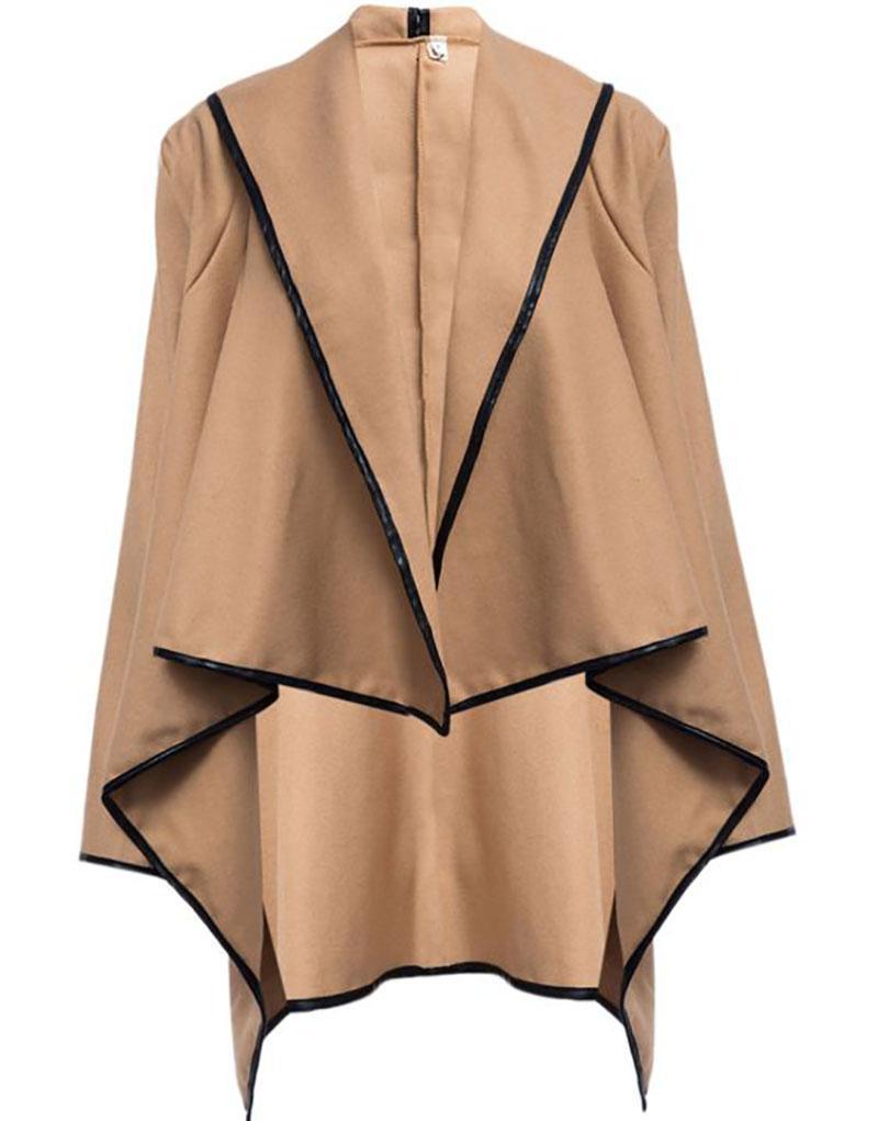 Long Sleeve Shawl Collar Piping Coat