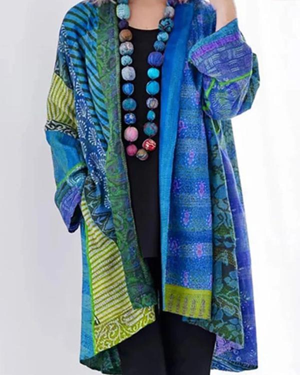 Long Sleeve Collarless Pockets Coats