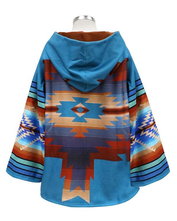 Horn Button Asymmetric A-Line Mid-Length Hooded Overcoat