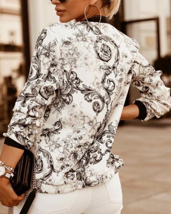Long Sleeve Printed Short Jacket Small Coat