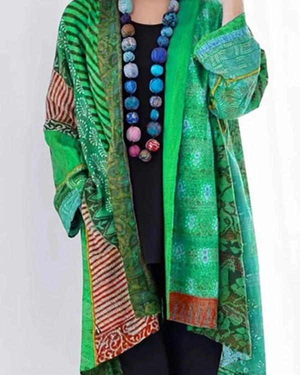 Long Sleeve Collarless Pockets Coats